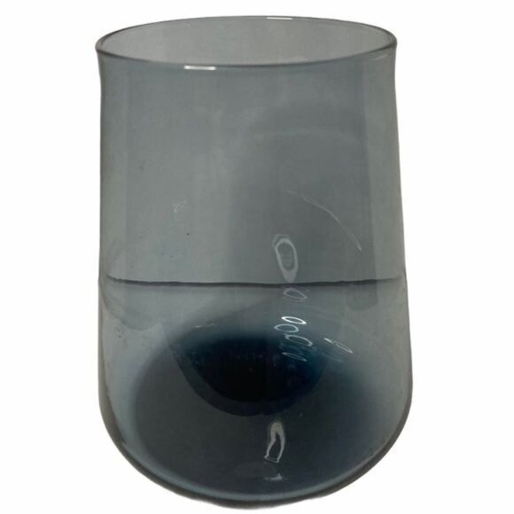 Mod Smokey Blue Glass Vase or Votive Candleholder - Picture 5 of 10